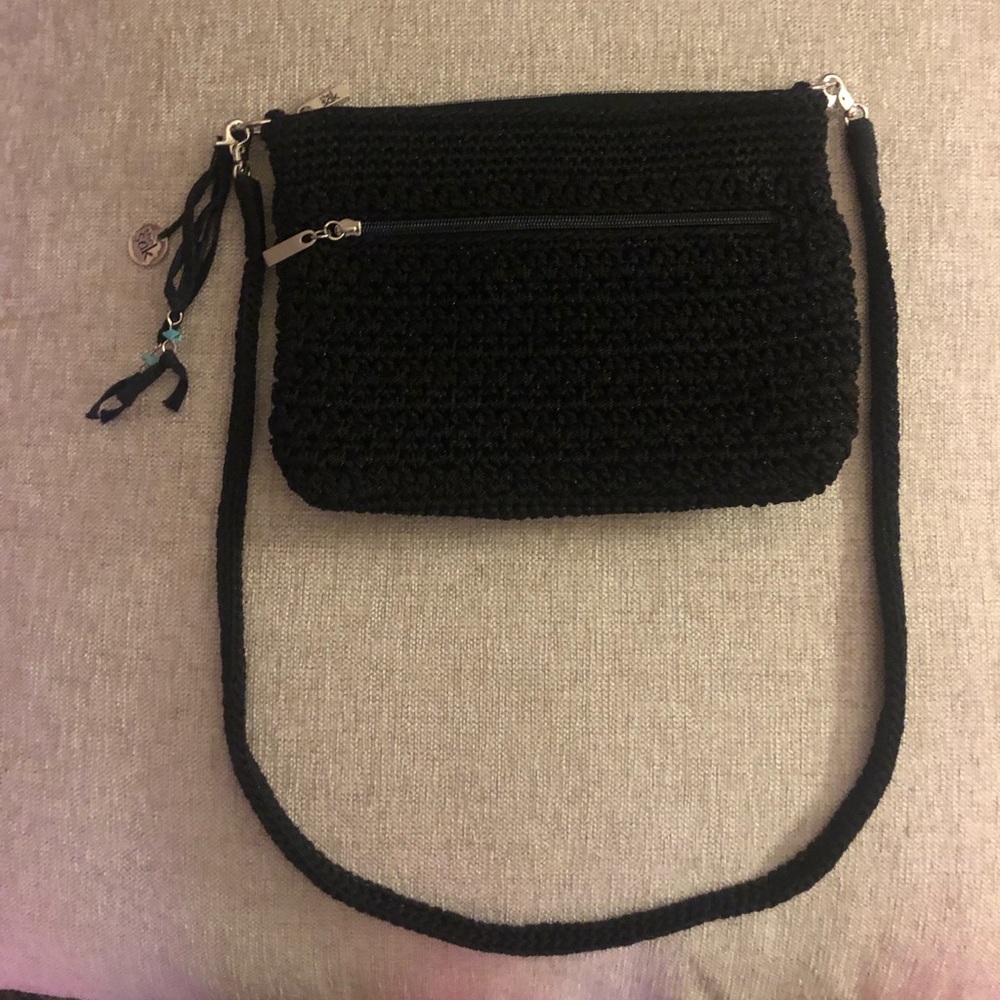 The Sak Black Tassel Crochet Crossbody